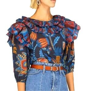 NWT FARM Rio Sunset Tapestry Blouse Size XS